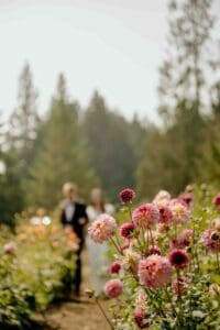 Bennet and Jesse during their garden wedding at Farm Kitchen in Poulsbo, Washington