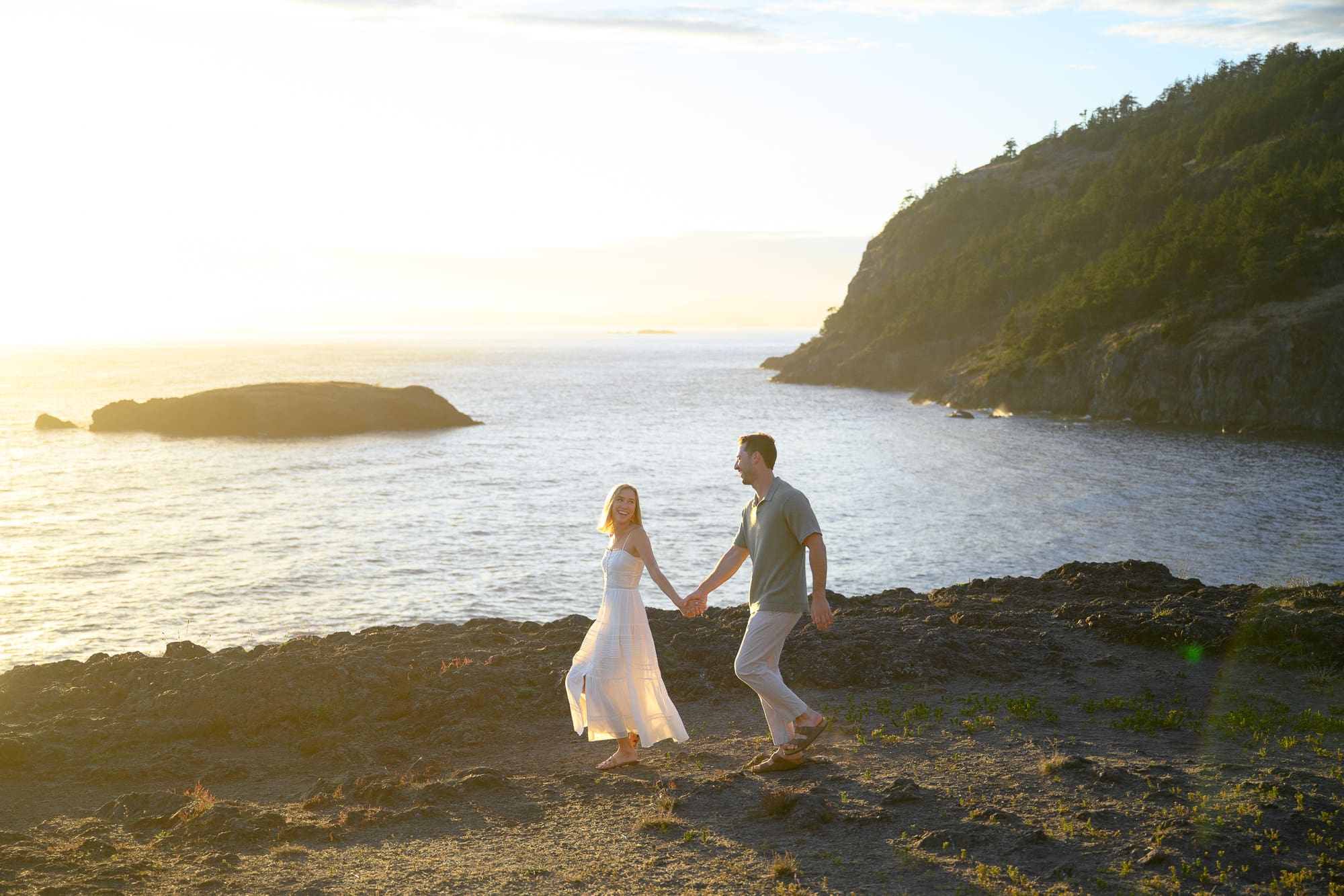 Jenna and Joe during their engagement session at Rosario Head in Deception Pass, Washington